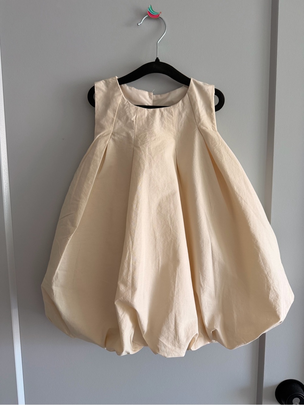 Girls Cream Bubble Hem Dress - Elegant Party Dress